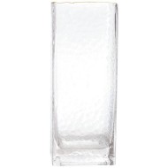 Vaso 7,7x7,7x25cm De Vidro Com Borda Dourada Taj